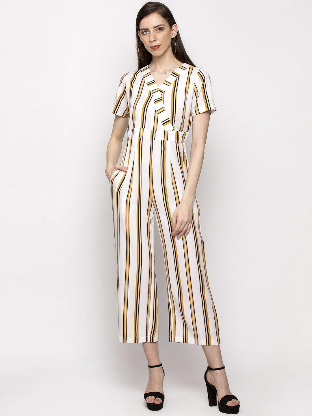 slenor women white & black striped culotte jumpsuit