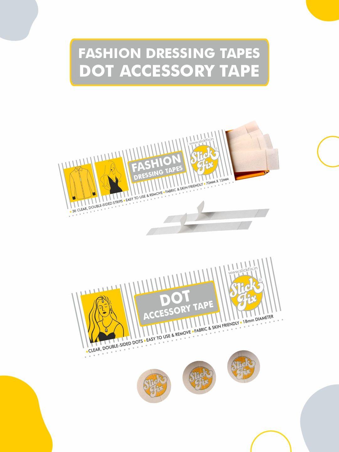 slickfix combo of fashion dressing tape & dot tape (36 pcs each)