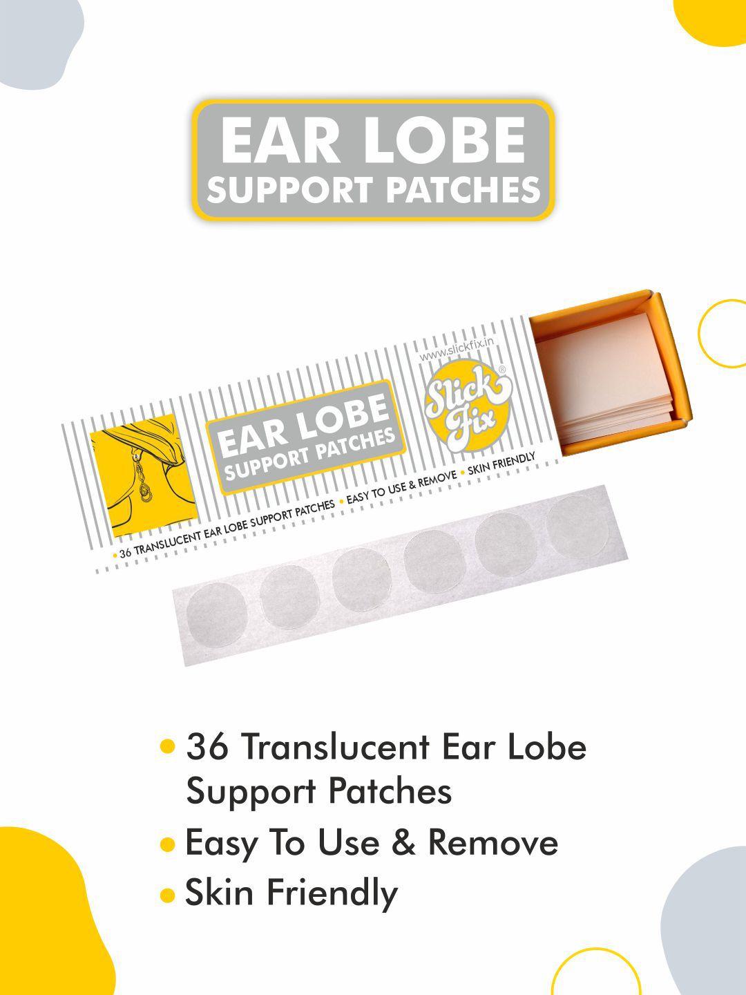 slickfix ear lobe tape invisible ear lobe support patch for heavy earrings - 36 pieces
