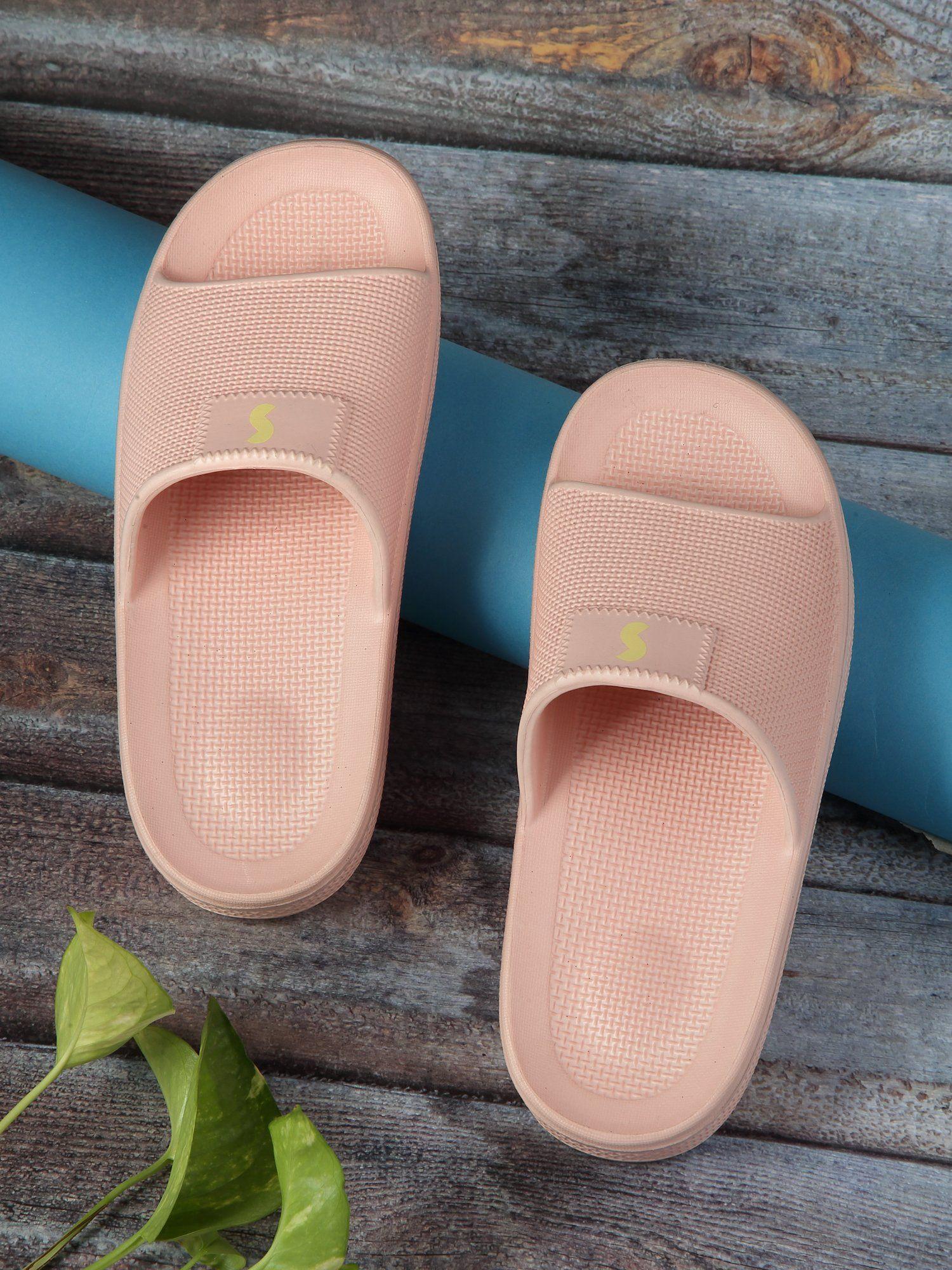 slide pool pink solid women slides