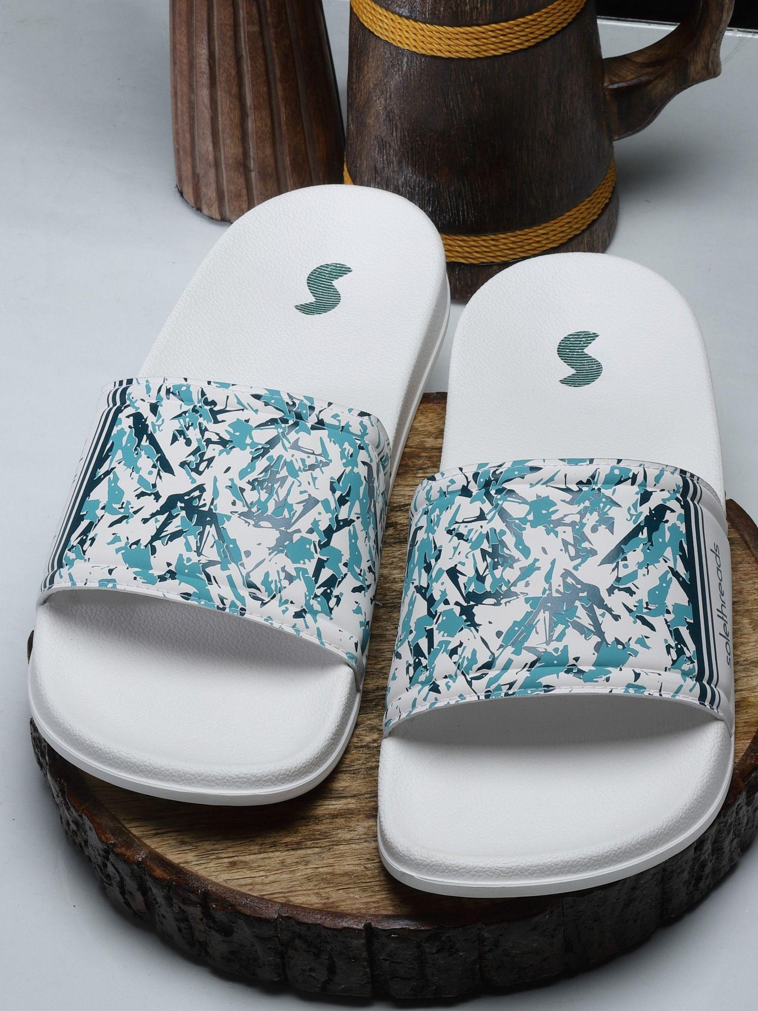 slide splash white solid men sliders