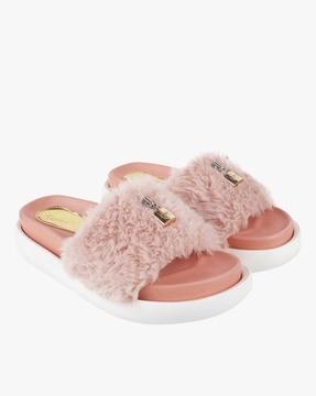 slides with fur accent