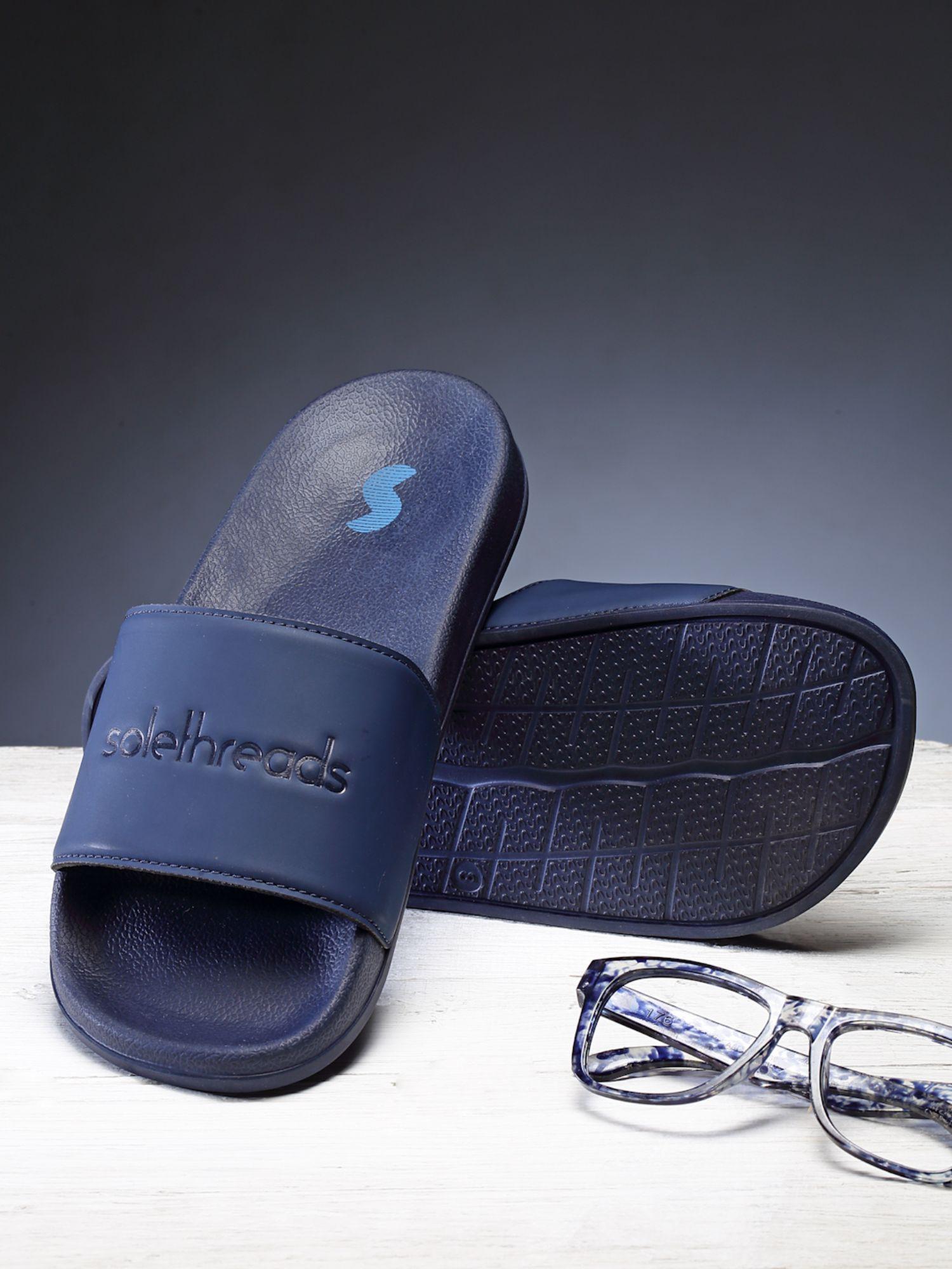 slides supreme navy solid men sliders