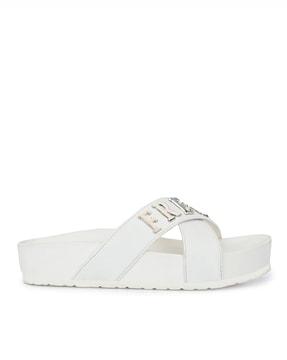 slides with criss-cross straps