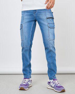 slim fit cargo jeans with panel detail