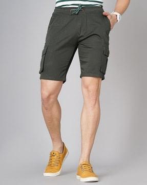 slim fit cargo shorts with elasticated drawstring waist