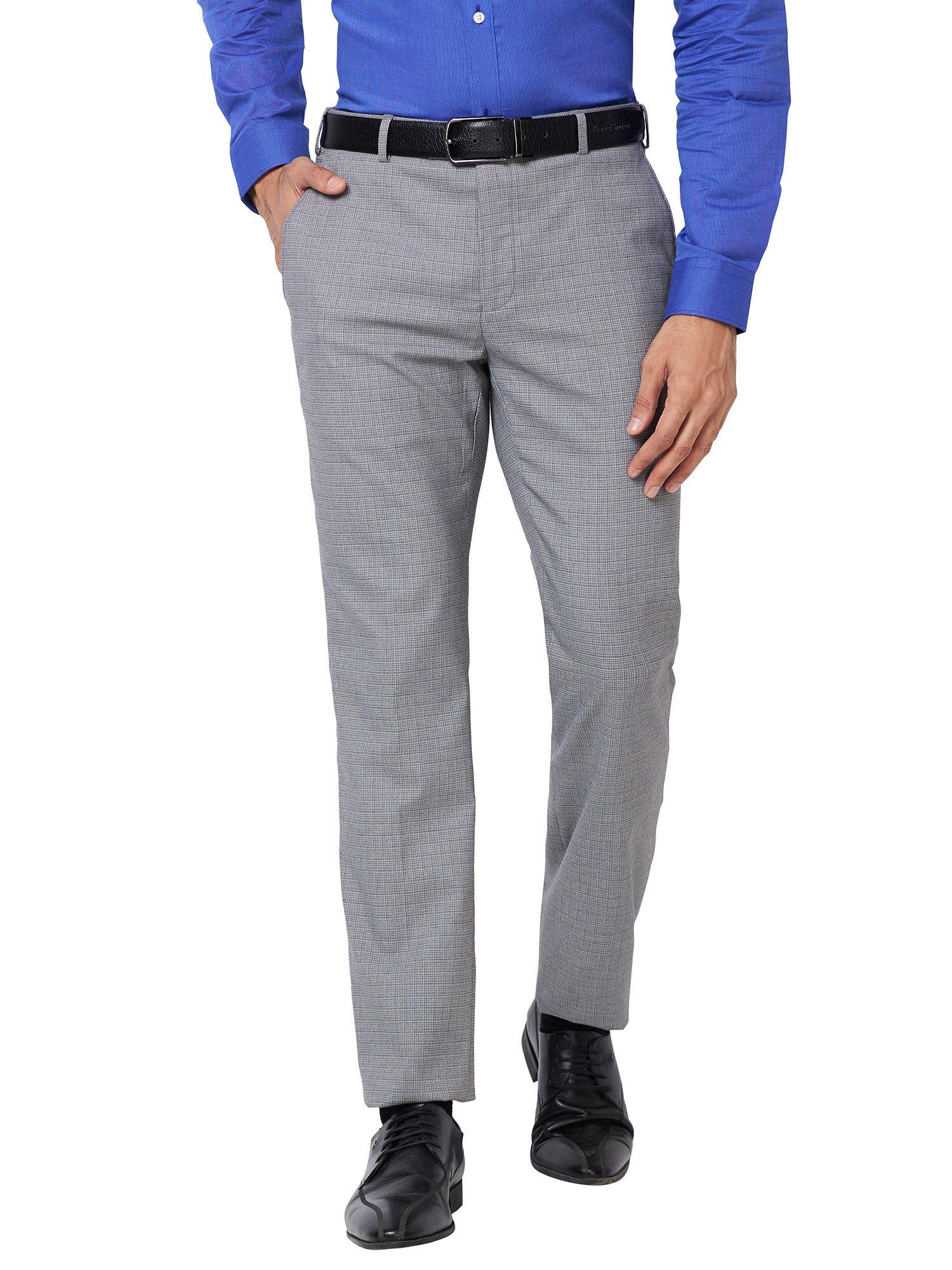 slim fit checkered grey formal trouser