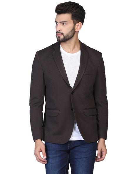 slim fit coat with notched lapel
