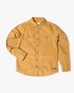 slim fit corduroy shirt with flap pockets