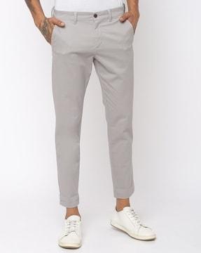 slim fit cropped chino pants with slip pockets