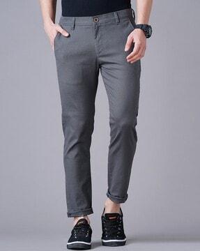 slim fit flat-front trousers with insert pockets