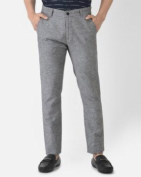 slim fit flat-front trousers