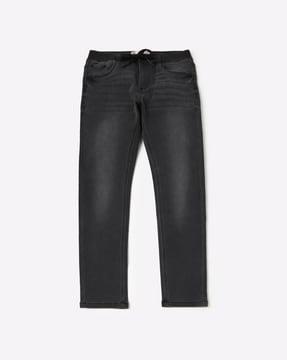 slim fit jeans with drawstring waist