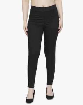 slim fit jeggings with contrast piping