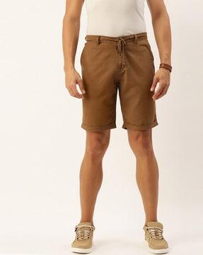 slim fit knit shorts with insert pockets