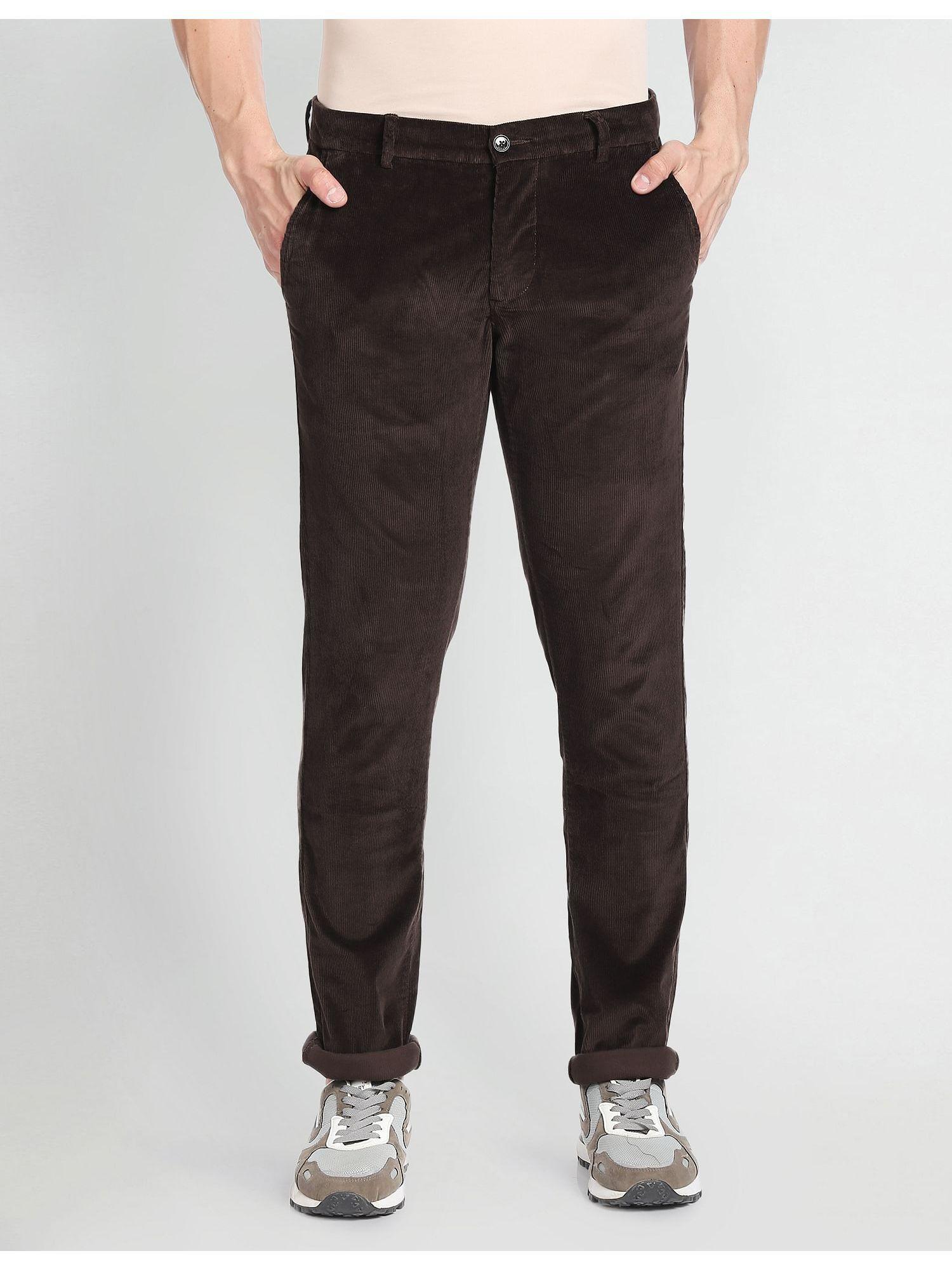 slim fit low rise corduroy trousers