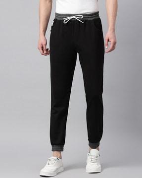 slim fit mid-rise joggers with elasticated drawstring waist