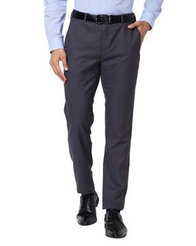 slim fit pleated trousers with insert pockets