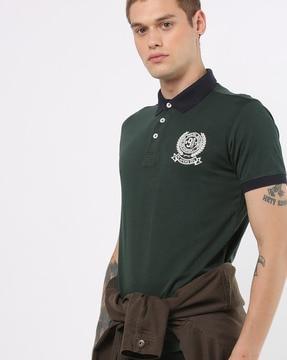 slim fit polo t-shirt with applique