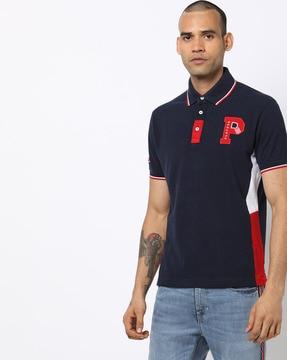 slim fit polo t-shirt with applique