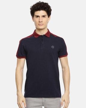 slim fit polo t-shirt with contrast panel