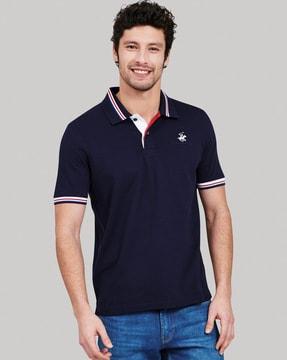 slim fit polo t-shirt with contrast tiping