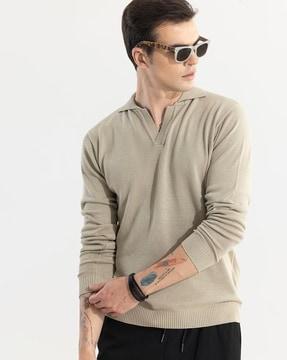slim fit polo t-shirt with ribbed hem
