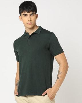 slim fit polo t-shirt with tipping collar