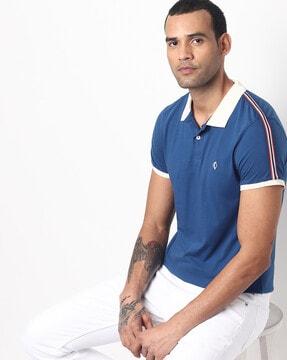 slim fit polo t-shirt with vented step hem