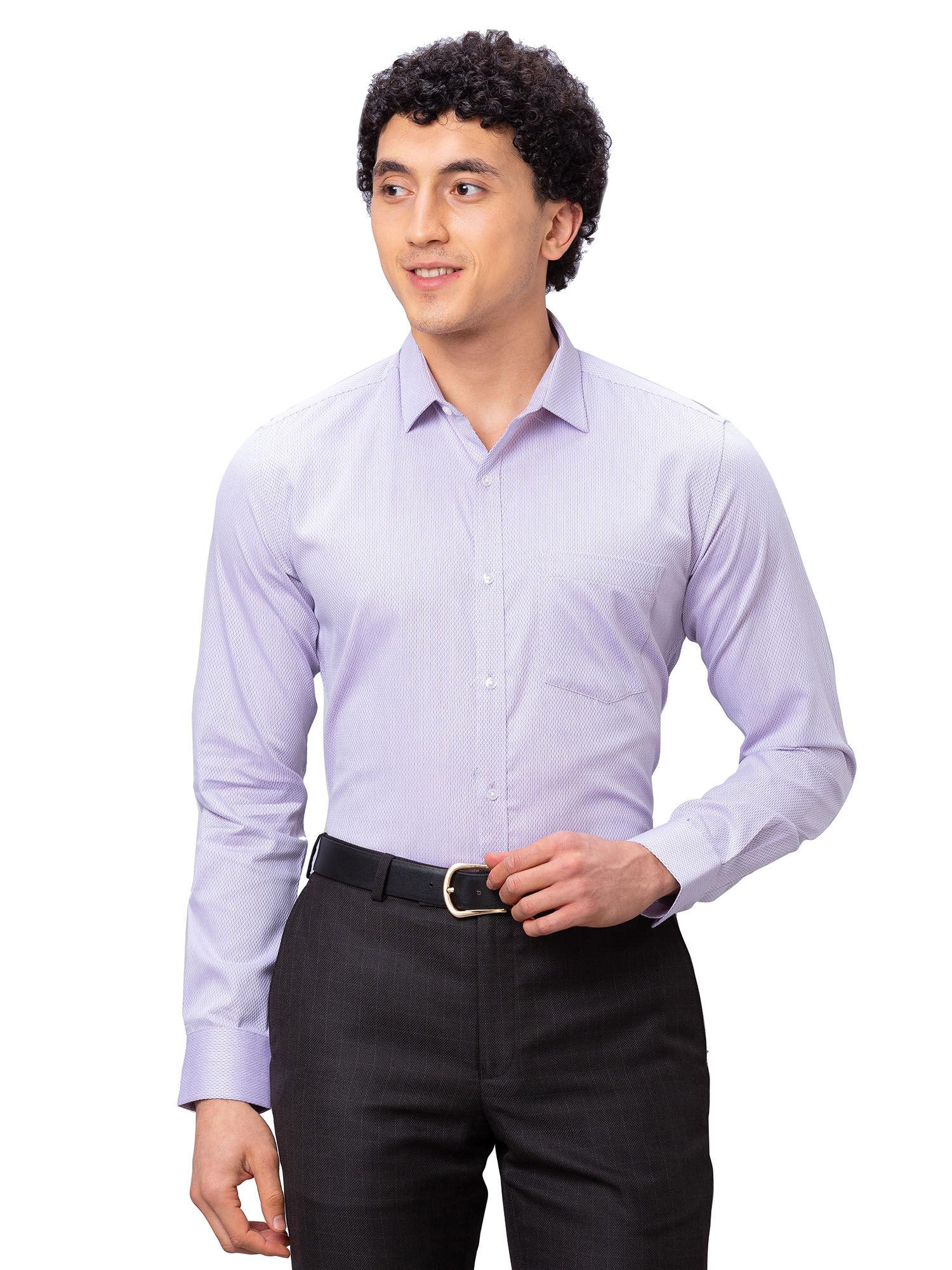 slim fit self design medium purple shirt