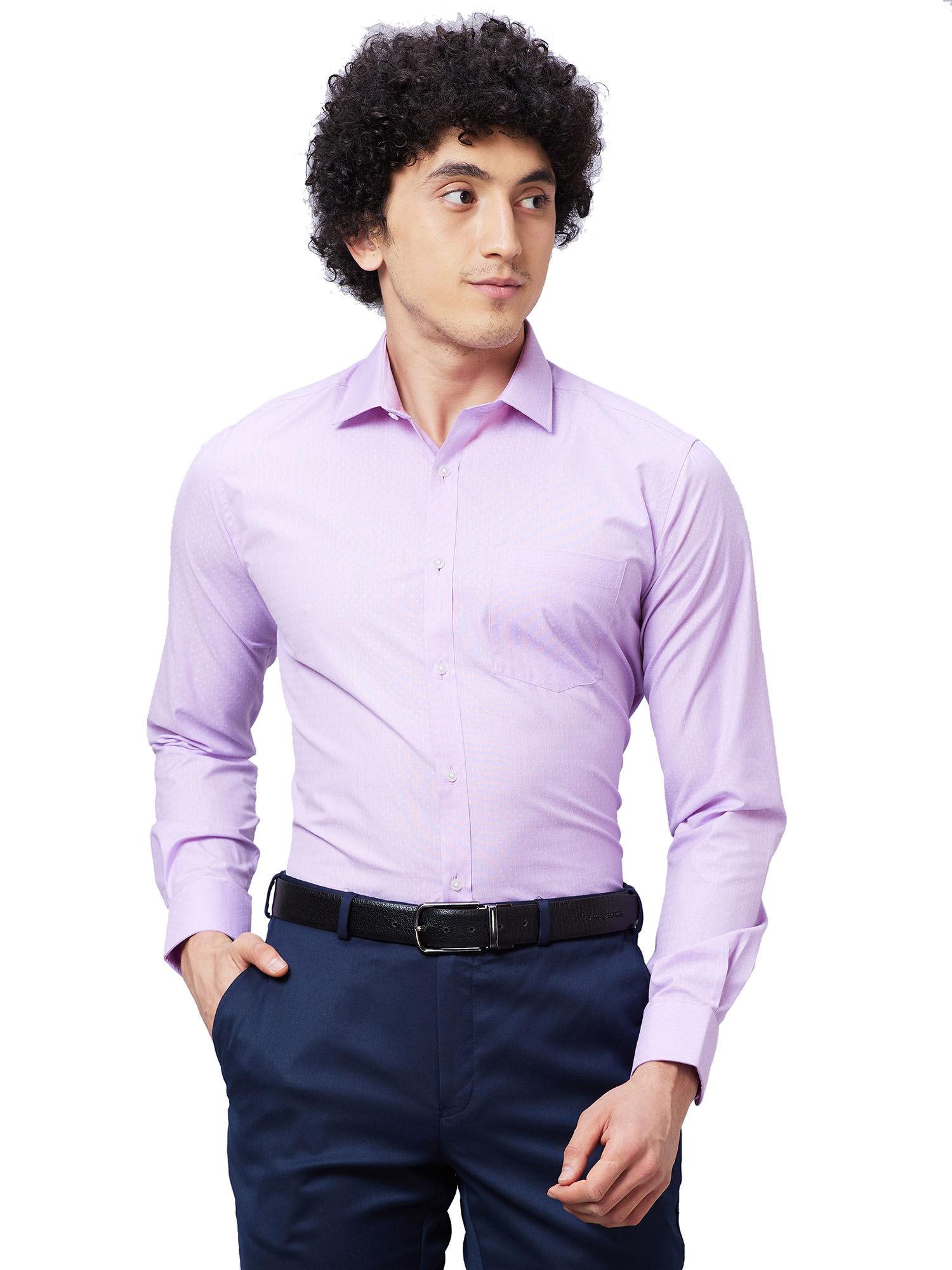 slim fit self design medium violet shirt