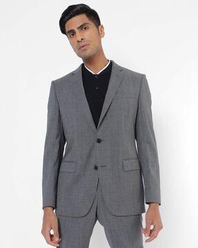 slim fit single-breasted blazer with notched lapel