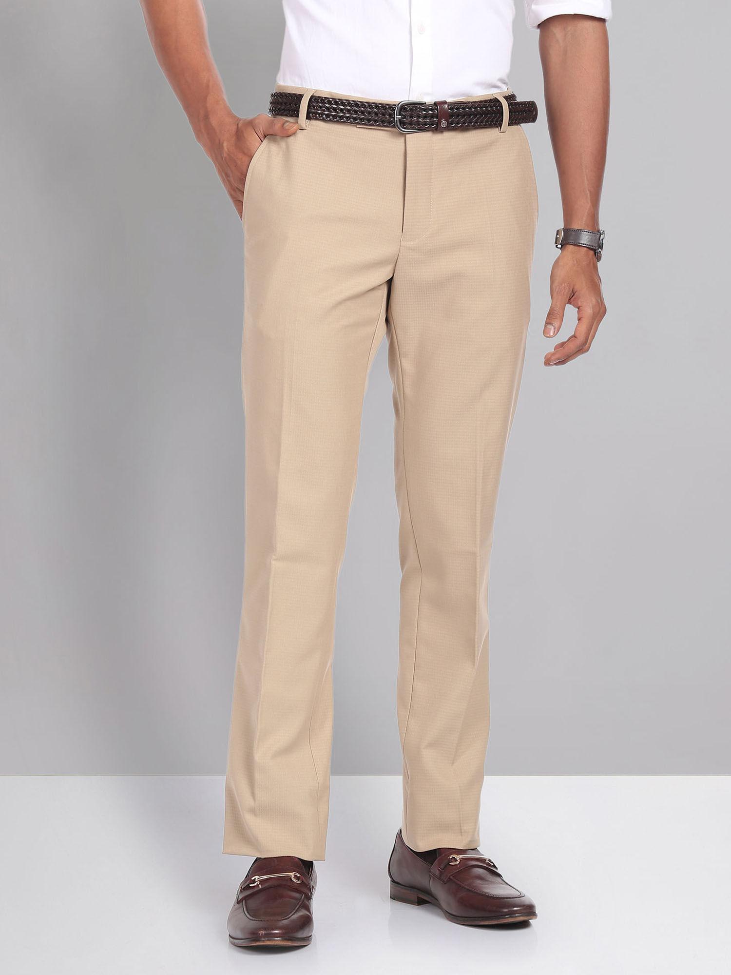 slim fit smart flex formal trouser beige