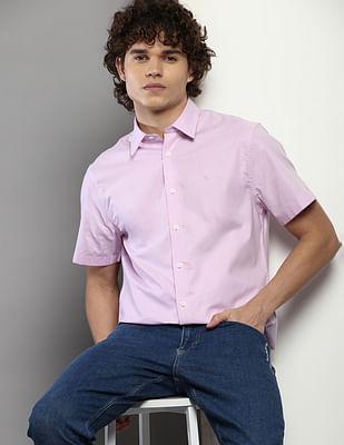slim fit solid oxford casual shirt