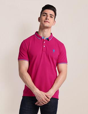 slim fit solid polo shirt