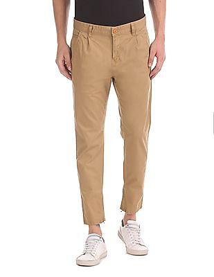 slim fit solid trousers