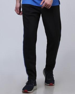 slim fit straight track pants with contrast taping