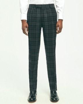 slim fit stretch checked dress pants