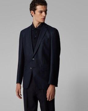 slim fit textured blazer with notched lapel