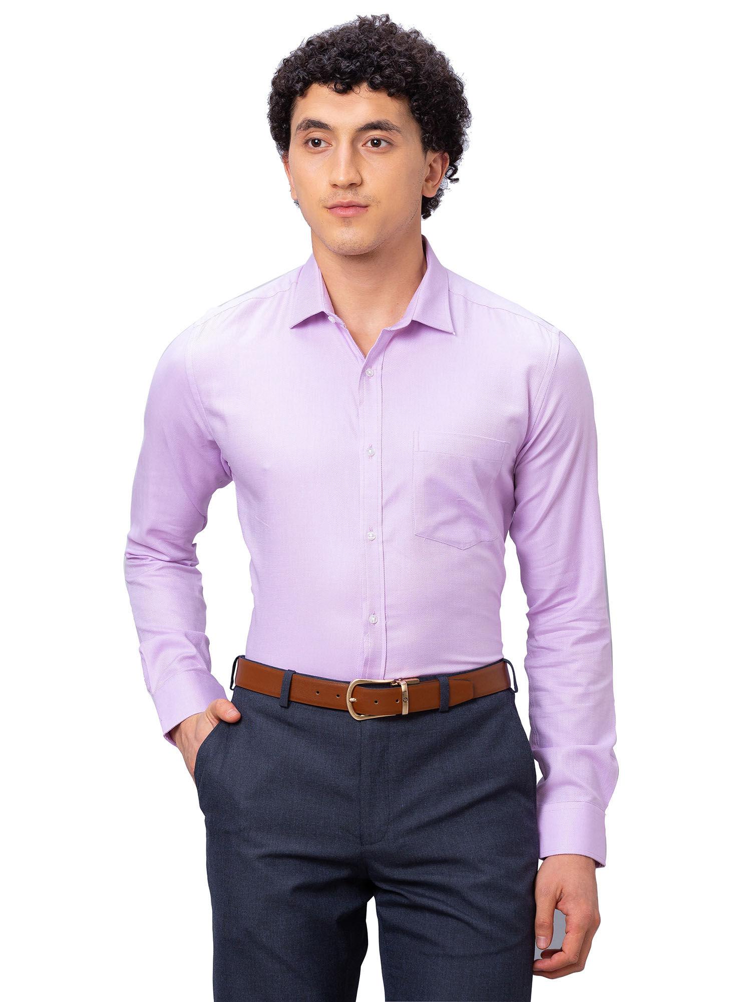 slim fit textured medium purple shirt