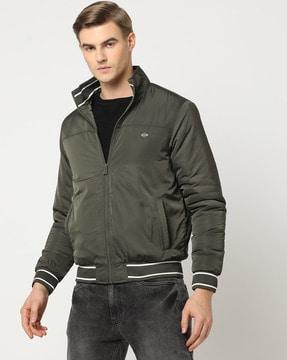 slim fit zip-from bomber jacket