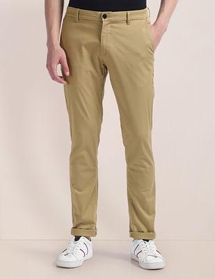 slim straight solid trousers