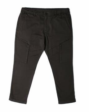 slim tapered cargo pants with ribbed hemline