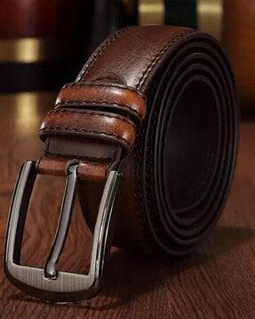 slim belt with tang buckle closure