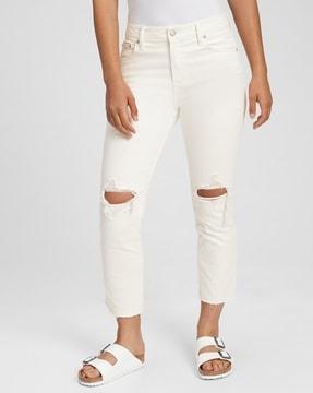 slim boyfriend fit distressed jeans