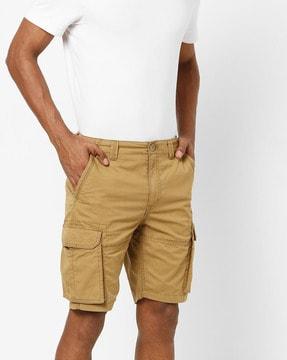 slim cargo shorts with slip pockets