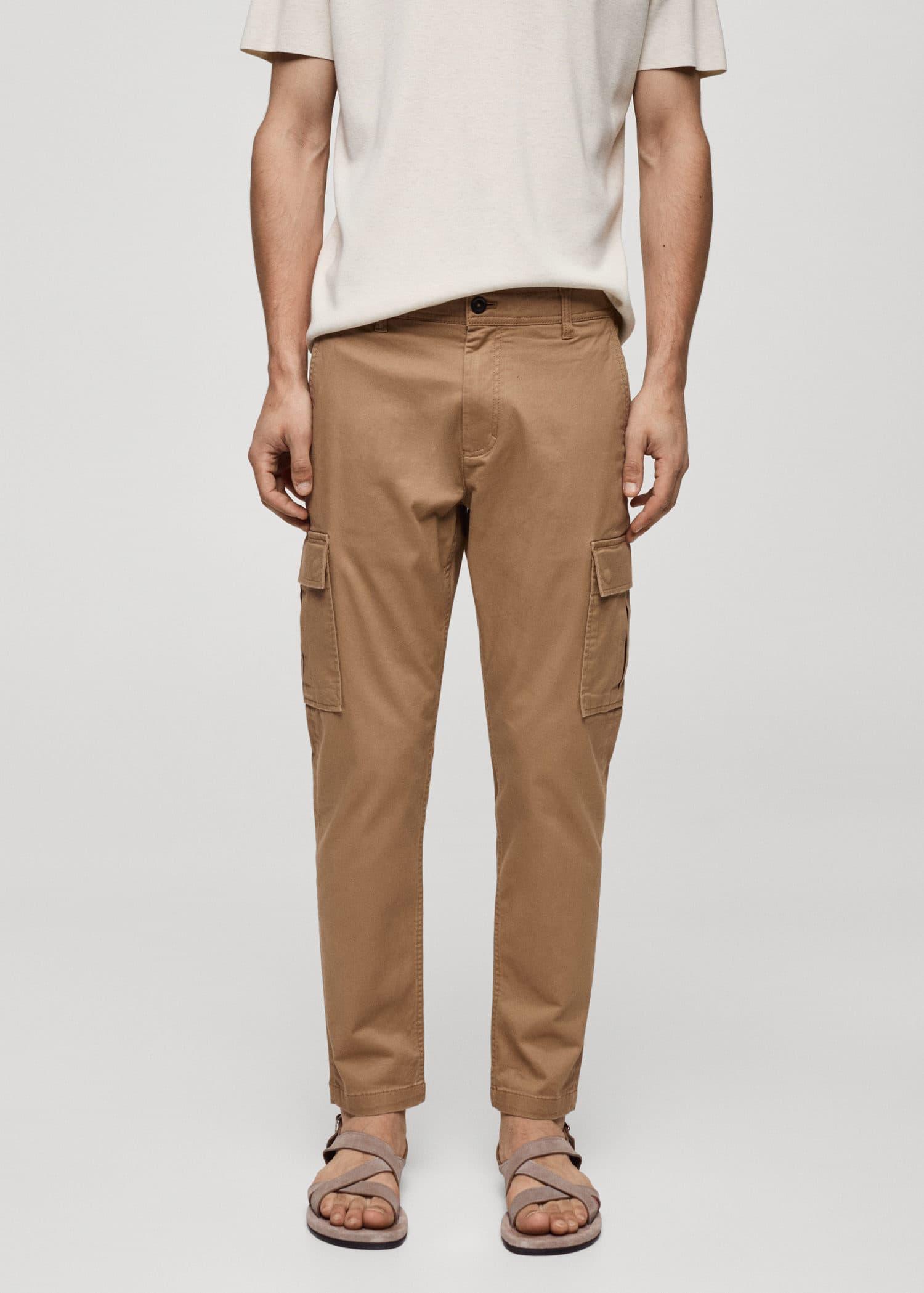 slim-fit cotton cargo trousers