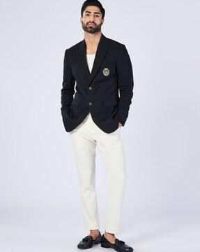 slim-fit jacket with button closure