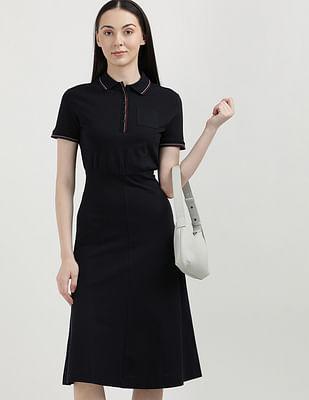 slim fit and flare polo dress