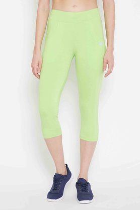 slim fit ankle length cotton women's night wear capri - green